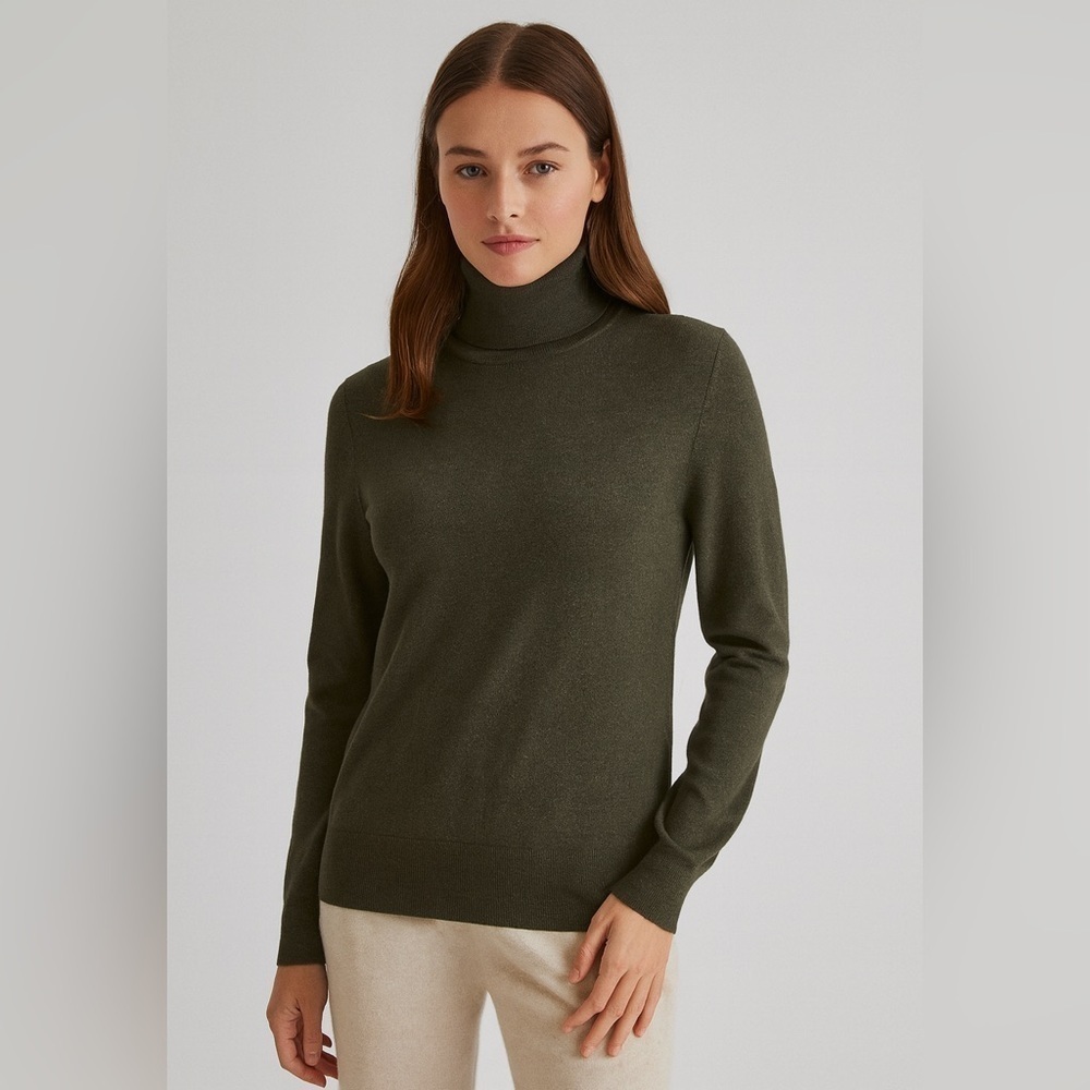 AYR olive green ribbed turtleneck sweater size XL classic preppy old money
